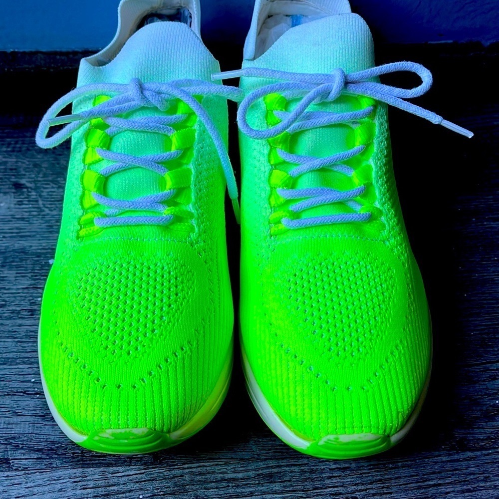 DKNY Ashly Neon Green and White Sneakers